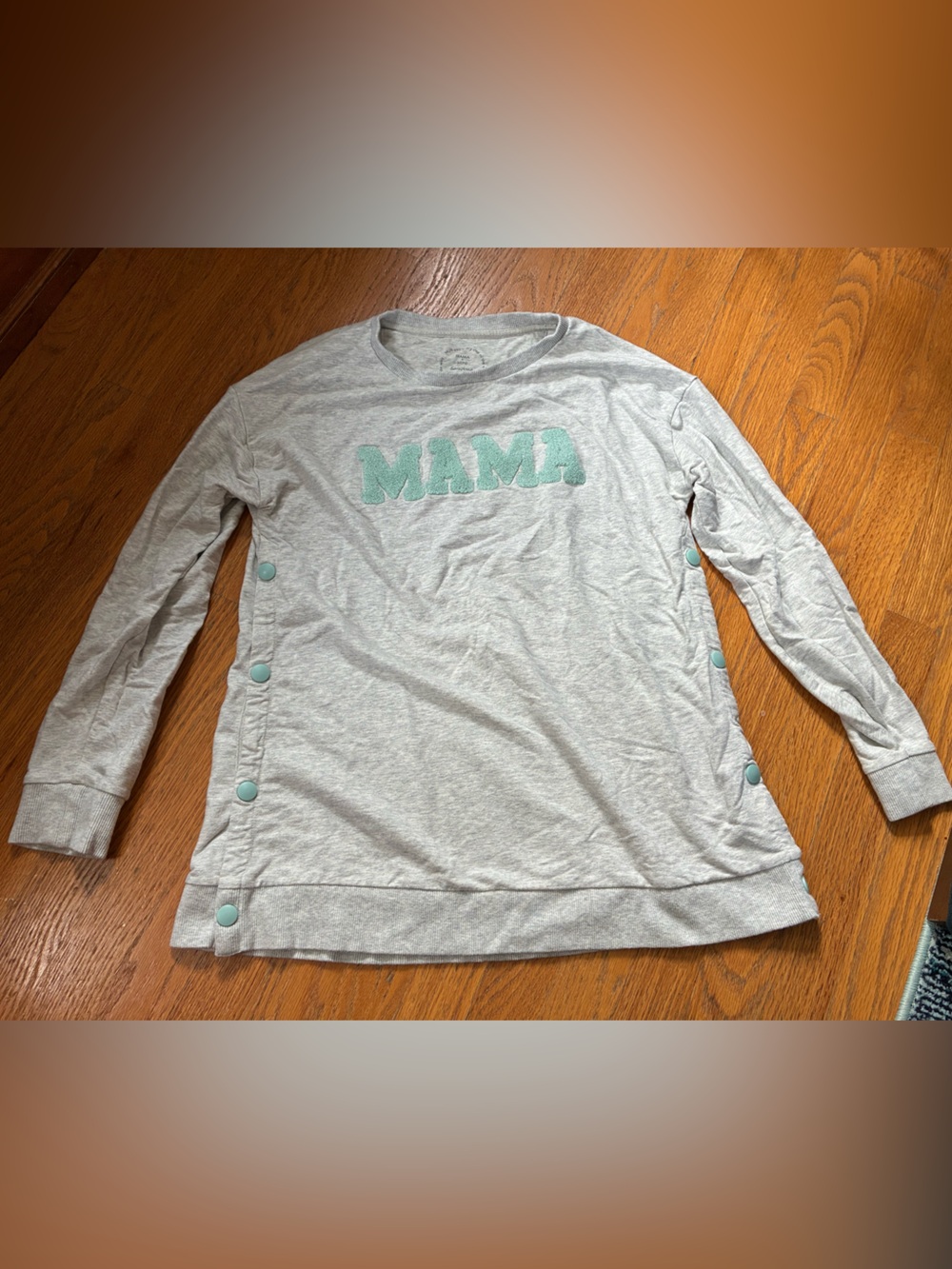 Seraphine Light Gray 'MAMA' Snap sides Pullover